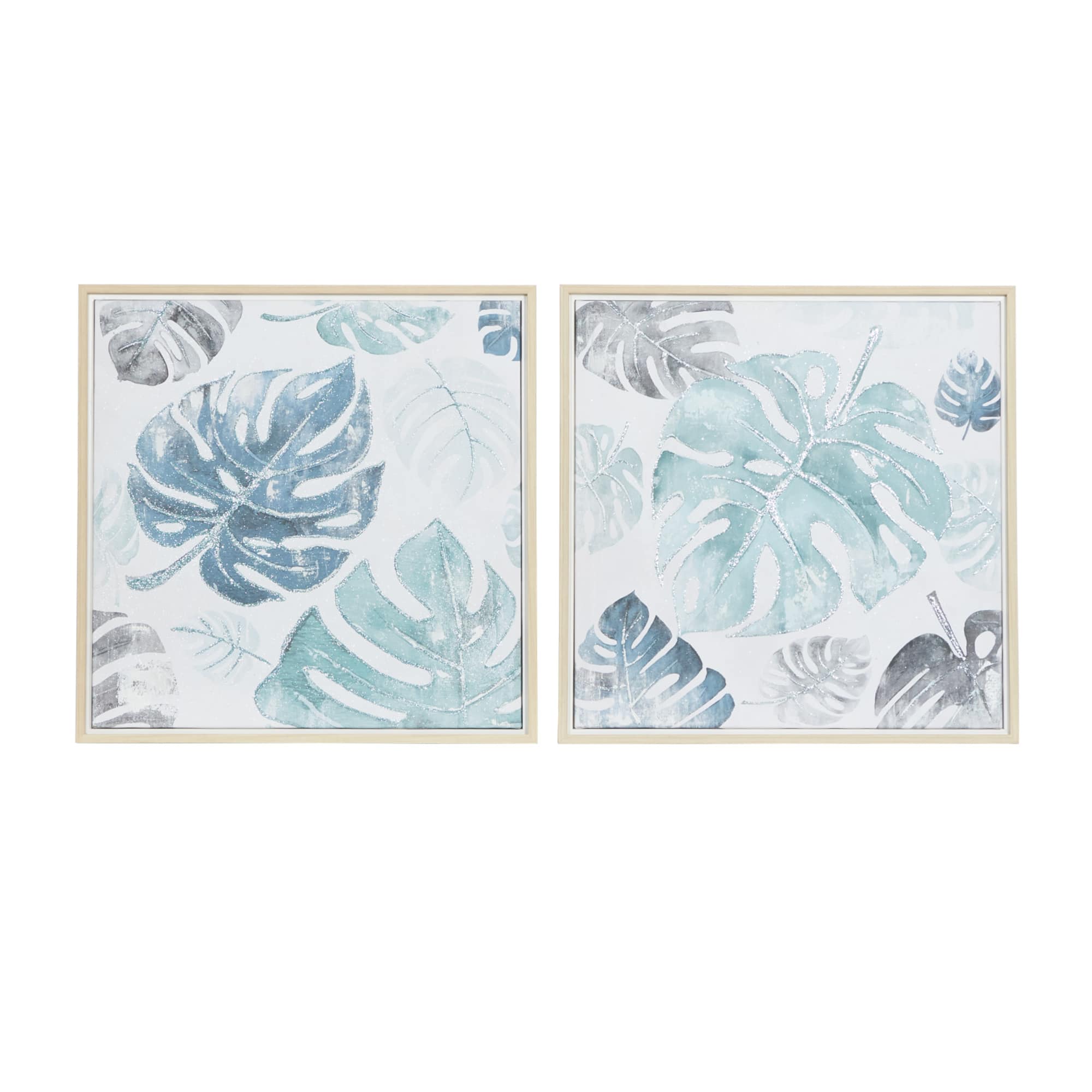 CosmoLiving by Cosmopolitan Set of 2 Blue Canvas Wall Art 24", 24"